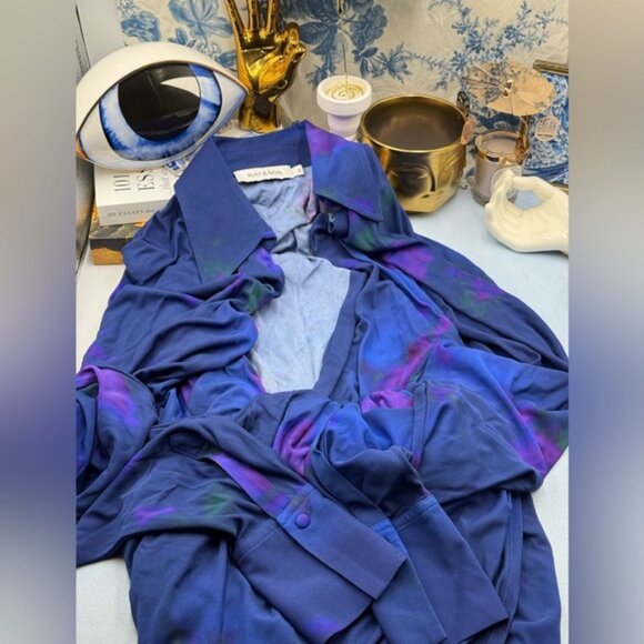 🆕 RAT & BOA 🧿 NWOT Volana Blue and Purple Floral Printed Cowl Neck Mini, Sz M - Picture 13 of 16